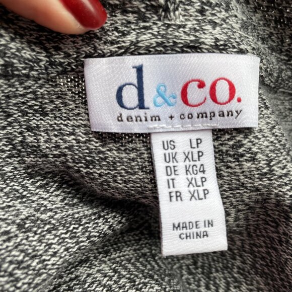 D & Co Open Front Cardigan Duster Size Large Petite Black Space Dyed Lagenlook - Picture 8 of 12